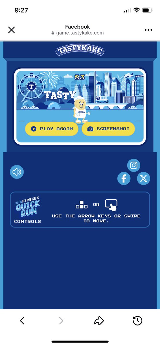 tara_shippee's tweet image. I scored 83 points on the Tastykake #KirbeesQuickRun game! tak-runner.netlify.app @Tastykake