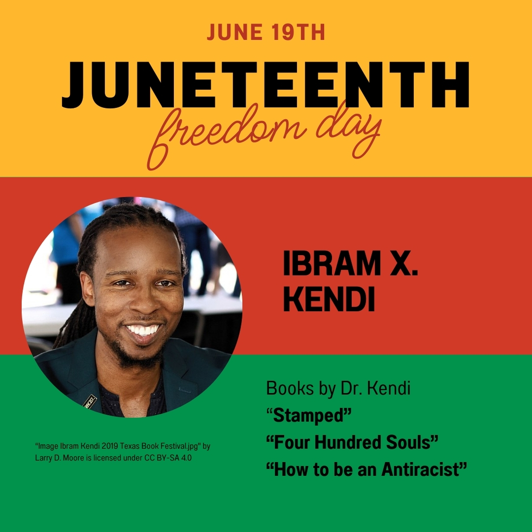 csusm_library's tweet photo. In celebration of Juneteenth, the CSUSM Library invites you to explore works by these and other influential Black authors.
Books by
Annette Gordon-Reed
Ibram X. Kendi
Ta-Nahesi Coates
#CSUSMLibrary #Juneteenth https://t.co/vAFj7FiK33