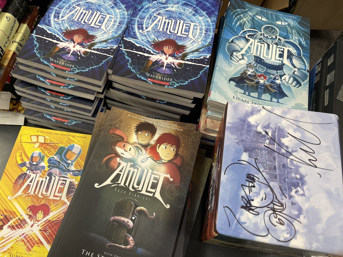 Signed more copies of Amulet for <a href="/BrckMrtrBooks/">Brick & Mortar Books</a> in Redmond, WA. Spending the summer in town reconnecting with old friends.