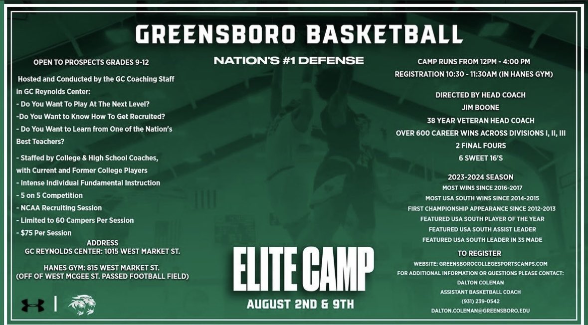 CoachMcDuffie1's tweet photo. 🚨ELITE CAMP🚨

Register ASAP! 2 Sessions

Registration link ⬇️⬇️⬇️

https://t.co/oO3vYIa3DI https://t.co/Srmwfshzr6