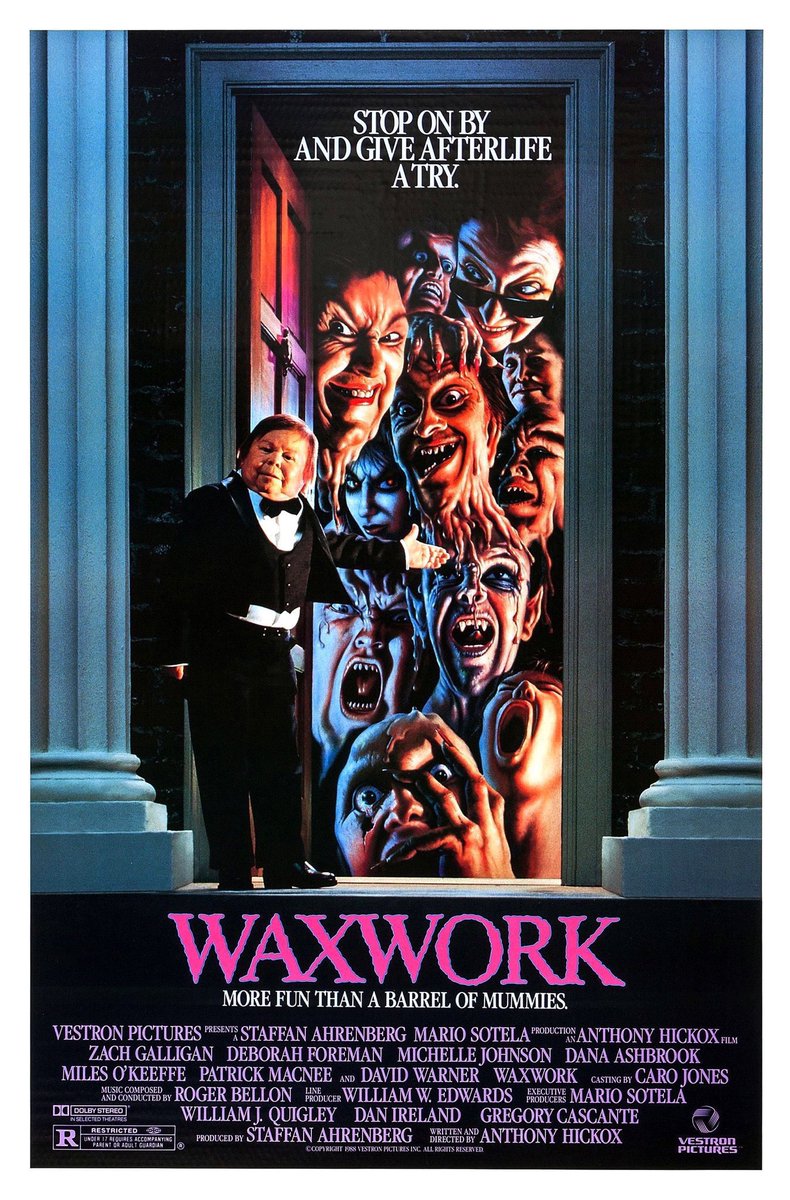 FilmNewsNos's tweet image. 🎬MOVIE HISTORY: 36 years ago today, June 17, 1988 the movie ‘Waxwork’ opened in theaters!

#ZachGalligan #DeborahForeman #MichelleJohnson #DanaAshbrook #MicahGrant #EricBrown #ClareCarey #DavidWarner #PatrickMacnee #MihalyMeszaros #CharlesMcCaughan #JenniferBassey #AnthonyHickox