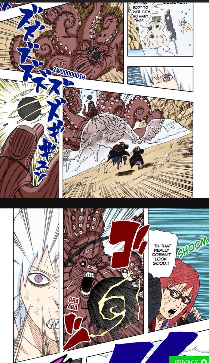 IvShogun's tweet photo. @FixGucci @WuYella @gear4better Funny enough,when the  8 tails infused lightning ( which is suigetsu’s elemental weakness) into his tail-beast bomb &amp; blasted Suigetsu, he didn’t die. 

So the whole blasting Akainu body with a rasegan isn’t a good argument https://t.co/xOVjLSkU74