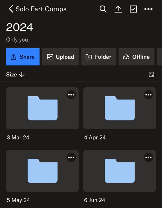 Daily OF fart compilations for each month! 30 or 31 videos in a compilation around 10 min each. $10 for