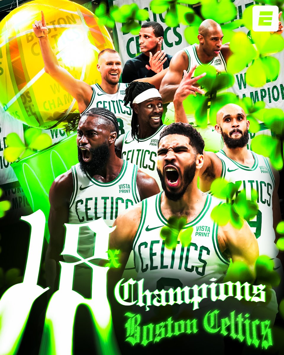 THE CELTICS ARE NBA CHAMPIONS FOR THE FIRST TIME IN 16 YEARS 🏆

BOSTON WILL HANG A HISTORIC 18TH BANNER!