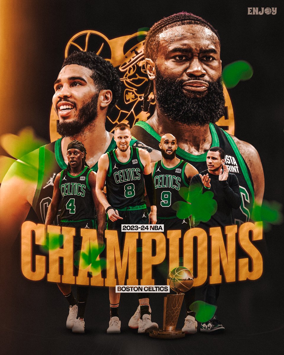 The Celtics win the 2024 NBA Championship ☘️ 

Banner number 18 is on the way 🏆