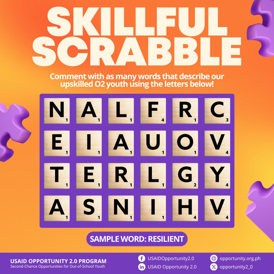 opportunity2_0's tweet image. 👀 Gusto mo ba ng challenge? 

Hanapin ang mga salitang naglalarawan sa mga upskilled #O2Youth! 🔡

Looking for employees with the right skills is no easy game.