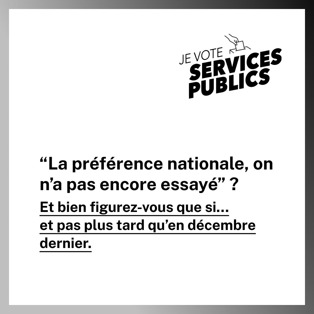 nosservicespub's tweet photo. La “préférence nationale” que veut mettre en place l’extrême droite, dans la continuité du projet de loi immigration, ce sont des dizaines de milliers de personnes qui basculeraient dans la pauvreté. #JeVoteServicesPublics #30juin2024 #Votez https://t.co/JMMDEzSuSk