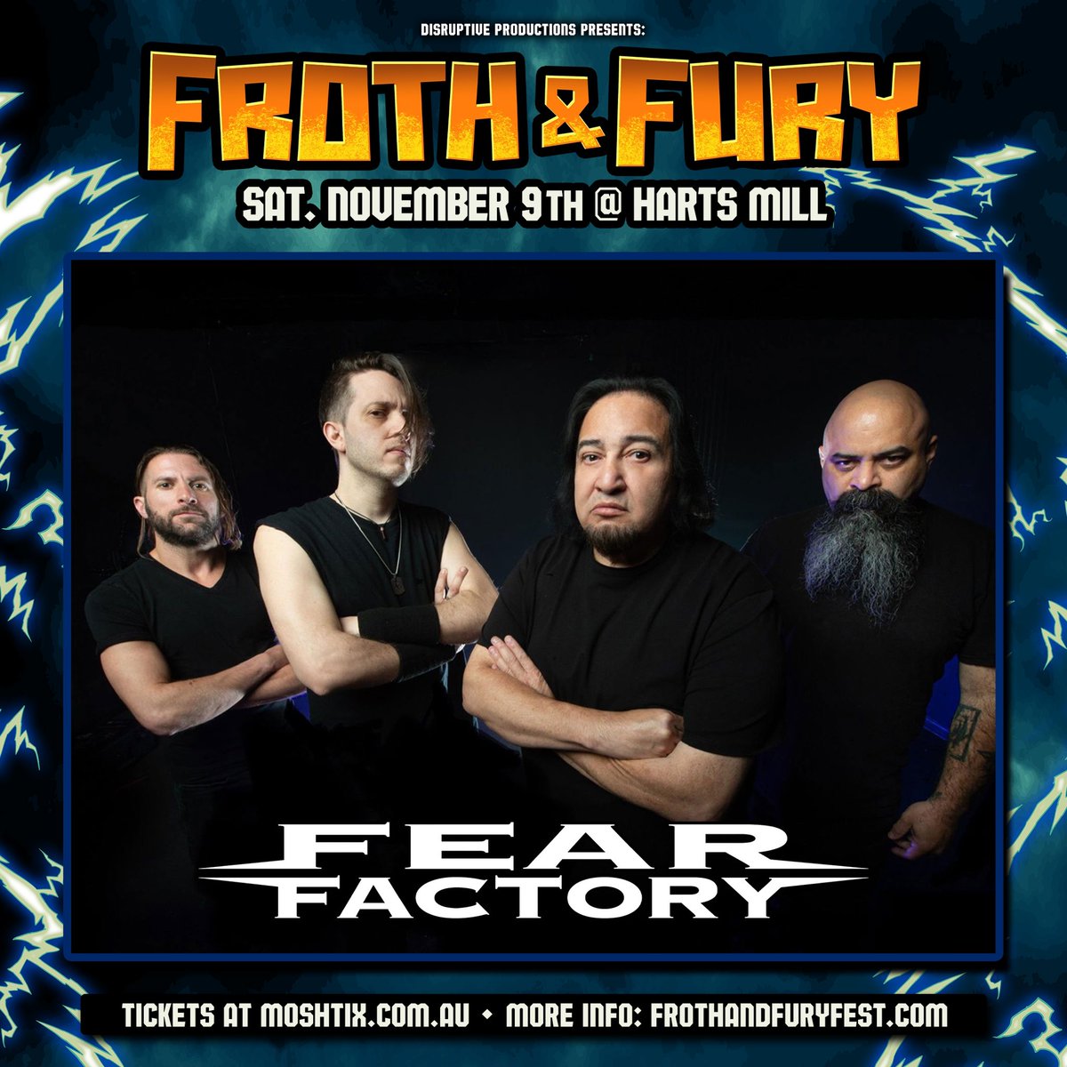 FearFactory's tweet photo. We will be playing at this years Froth And Fury Festival in Adalaide Australia go to https://t.co/6n4rwKTI3W for presale tickets https://t.co/uhHRQgMvSI