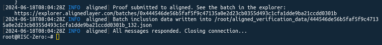 Just submitted a proof via <a href="/alignedlayer/">Aligned</a>
I'm now #aligned ✅

explorer.alignedlayer.com/batches/0x4445…