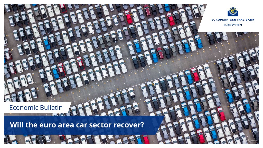 ecb's tweet photo. Production and exports of the automotive industry in the euro area have shrunk by about 20% since 2018. Read in this #EconomicBulletin why we think the industry will recover in the medium run https://t.co/mI8rcRep5J https://t.co/q23v8wmFVz