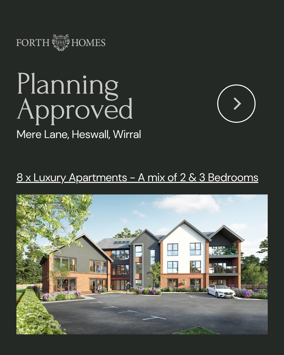PLANNING APPROVED! 🏘 

Excited to announce that we've got the green light for 8 Luxury Apartments in the desirable Mere Lane, Heswall, Wirral 👏 

This amazing development opportunity is now available through <a href="/Eddisons/">BTG Eddisons</a> 

#wirral #heswall #forthhomes