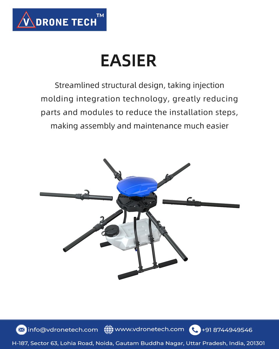 vdronetech's tweet image. V Drone Tech Product || E610M Ultralight #droneframe

💨 10L Capacity, full load weight of the entire drone &amp;lt;25kg
💨 Lighter, smaller, easier to assemble, and more flexible packaging.
💨 Meets the requirements for lightweight agricultural spraying drones.

#E610M #VDroneTech