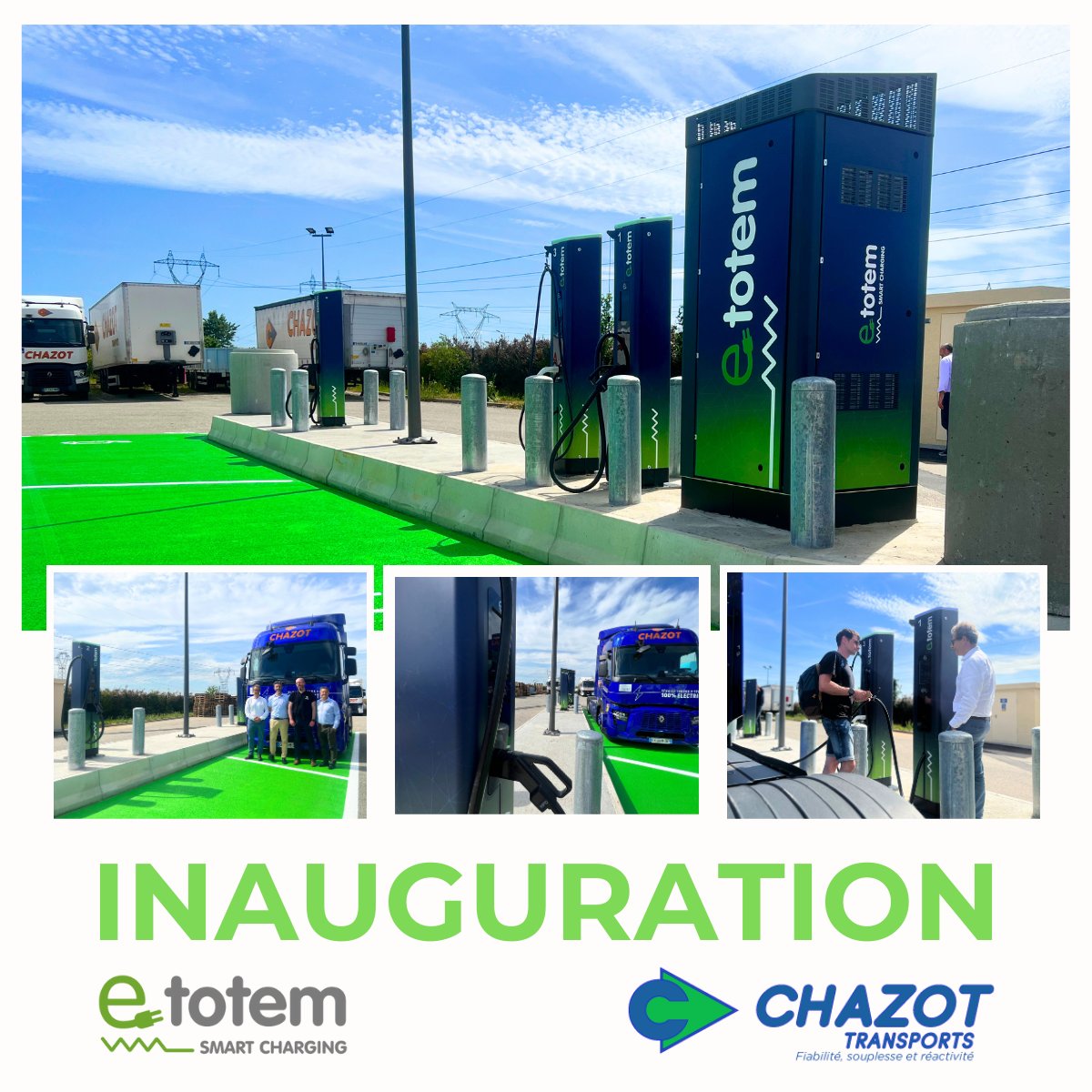 ⚡️ e-Totem franchit un cap majeur avec l'installation de sa première #StationDeRecharge ultra-rapide pour #PoidsLourds #Electriques chez TRANSPORTS CHAZOT LYON ! ⚡️#RenaultTruck #Trucks