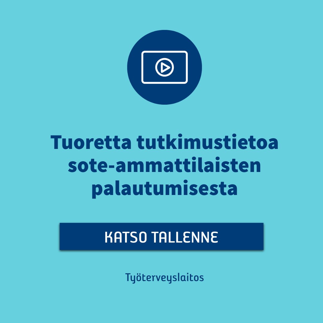Toukokuinen Johda palautumista soten muutosmyllerryksessä -webinaari on nyt katsottavissa tallenteena. 

💎 Tarjolla tuoretta tutkimustietoa ja sote-esihenkilöille tarkoitettu uusi opas.

Katso tunnin mittainen webinaaritallenne:
📽️ ttl.fi/tutkimus/hankk…