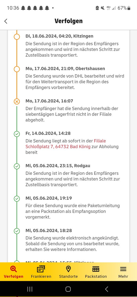 migimonbvb09's tweet photo. @DHLPaket Guten Morgen, wie kann es sein das mein Paket erst Tage lang verschwindet, dann statt in der Packstation in einem Shop landet und dann noch vor Ende der 7 Tage lagerfrist zurück geht? Achso und eine Benachrichtigung darüber dass das Paket im Shop ist, kam auch nicht. https://t.co/imrHqbzWGs