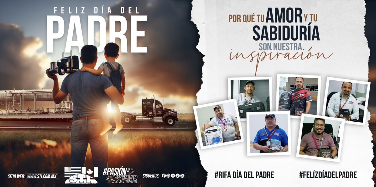 ¡Feliz Día del Padre a los héroes que mueven el mundo y el transporte! Gracias por ser la fuerza detrás del progreso y la inspiración de cada día. #STIMéxico 👨‍👧‍👦🚛🌍💪👔❤️