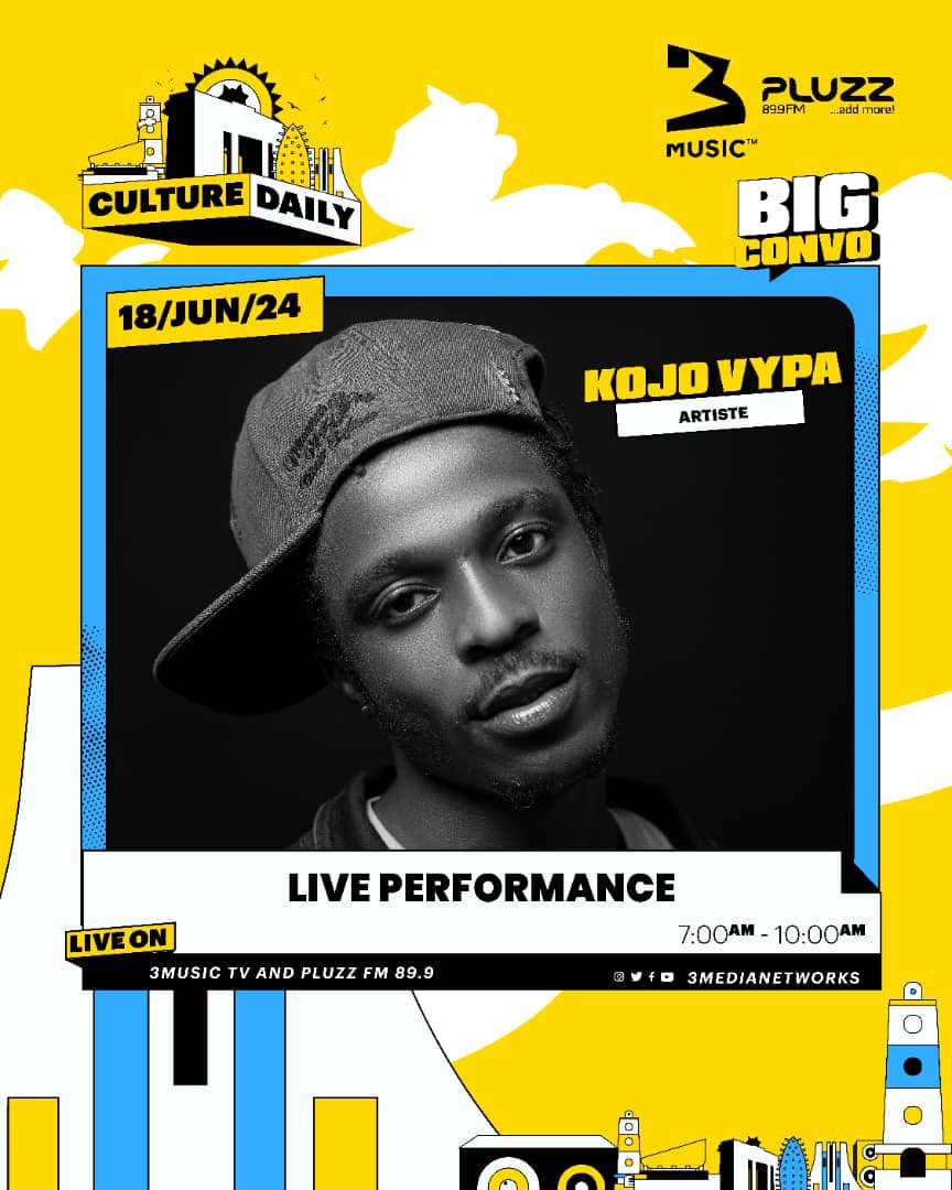 Feathers1788's tweet photo. @kojo_vypa live on your screens on 3 MUSIC Culture Daily this morning. Make time with the Monster 👹 #BigDawsonEp #moeconcert #EdinaBakatue
Black Sherif Abigail Afronita https://t.co/iA51suPmBJ