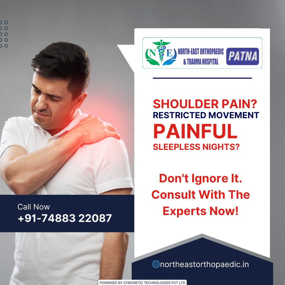 northorthopedic's tweet image. Struggling with #ShoulderPain, restricted movement, and sleepless nights? Don&apos;t ignore it! Consult with the experts now and get the relief you deserve.

☎+91-74883-22087
🌐northeastorthopaedic.in

#PainRelief #RestrictedMovement #SleeplessNights #ConsultExperts #HealthCare