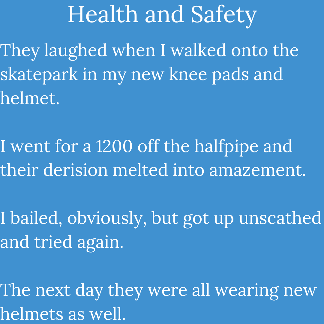 MPSiddell's tweet photo. Microfiction day twelve: Health and Safety
#fiction #shortstories #skateboarding https://t.co/ZE1C6RUag9