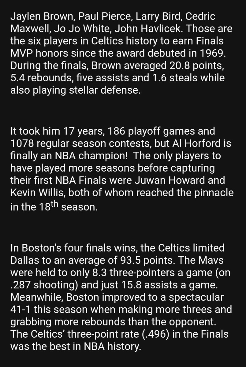 Post Game Celtics vs. Dallas Mavericks Monday, June 17, 2024 Game