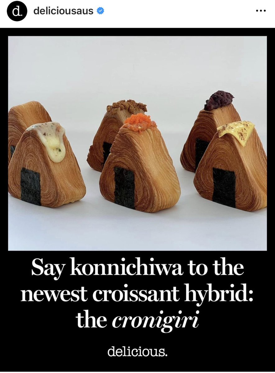 melaniebrockjpn's tweet photo. Yikes. What is the world coming to. #cronigiri 🇯🇵🍙🥐🤣 https://t.co/tc6KGWOgac