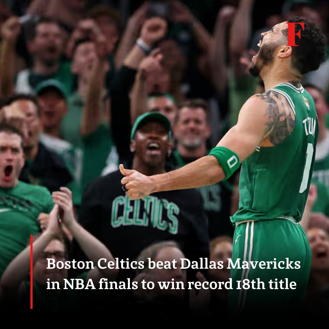FAMEDelivered's tweet photo. The Boston Celtics have claimed their record 18th NBA title, beating the Dallas Mavericks 106-88 in Game 5!
#nba #nbafinals #bostonceltics #celticswin #18thtitle #recordbreakers #champions #jaysontatum #jaylenbrown #joemazzulla #bleedgreen #celticsnation #basketball #viral https://t.co/uDhkNQ5HSU