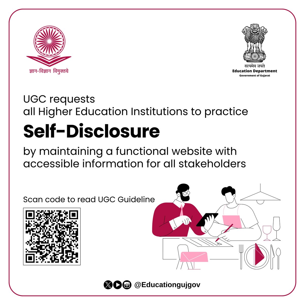 EducationGujGov's tweet image. Public self-disclosure by Higher Education Institutions is one of the fundamental principles of the NEP.

All HEIs are required to maintain a functional website to provide relevant information to stakeholders.

Read UGC Letter:
ugc.gov.in/pdfnews/274847…

#UGCGuidelines