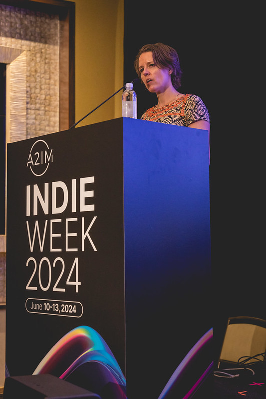 One of our cofounding partners <a href="/emwizzle/">Emily White</a> presenting on the <a href="/beatBreadfunds/">beatBread</a> panel at <a href="/a2im/">A2IM</a> #IndieWeek. Thanks to everyone who came!