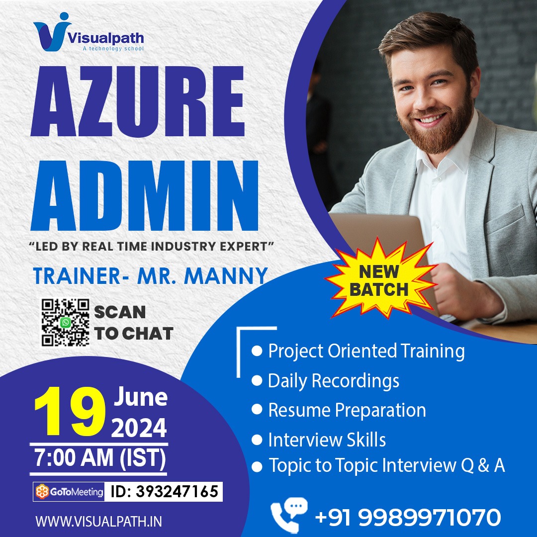 VisualpathPro's tweet image. Join Now: bit.ly/3VvmFWz
Attend Online #NewBatch On #AzureAdmin 
Batch on: 19th June, 2024 @ 7:00 AM (IST)
Call us: +919989971070
WhatsApp: bit.ly/4bYcC31
Visit: visualpath.in/windows-azure-… 
#software #education #azure #onlinetraining #ITSkills