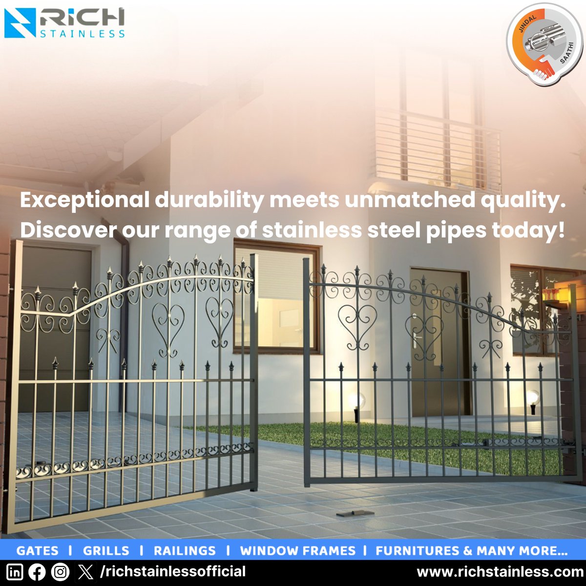 Your trusted partner in stainless steel solutions. Explore our extensive range of pipes today. #richstainless #stainlesssteelpipe #stainlesssteelstaircase #jindalsteel