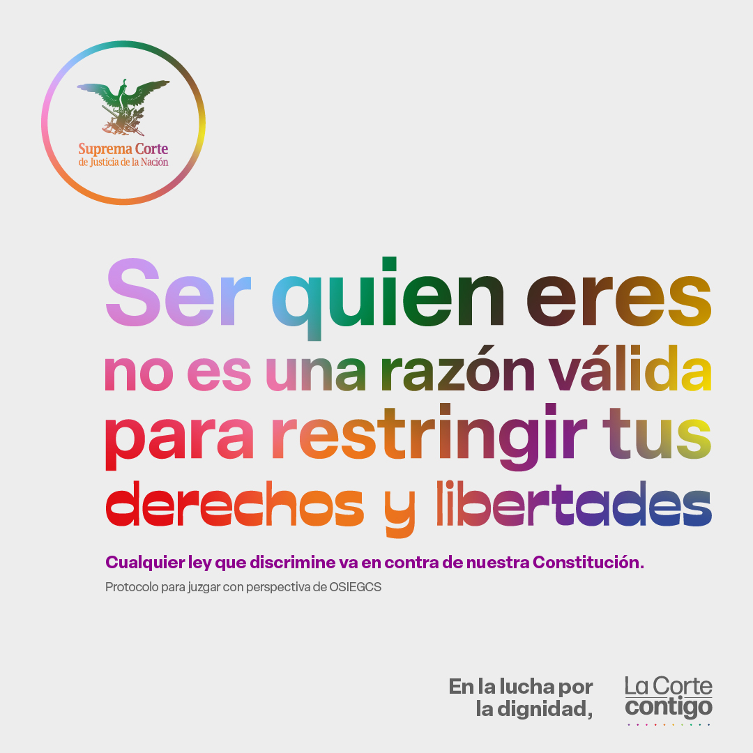 Con el Protocolo para juzgar con perspectiva de #OSIEGCS, #LaCorte promueve que quienes imparten justicia garanticen la igualdad para todas, todos y todes.

Descárgalo aquí  👉🏽 bit.ly/3CobLZF
#MesDelOrgullo
