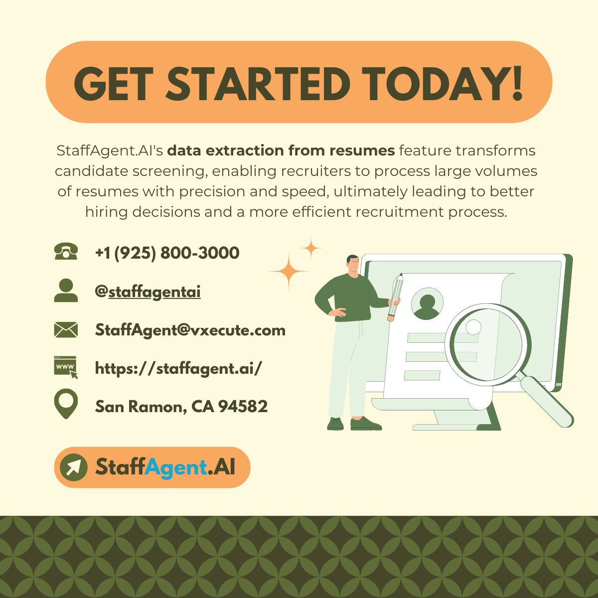 Tired of manual resume screening? Let StaffAgent.AI do the work! Our #AI extracts key info from resumes, making your #hiringprocess faster and more efficient. 
Say hello to smarter hiring! 🚀🤖 
staffagent.ai
#AIRecruitment #Hiring #ResumeParsing #StaffAgentAI