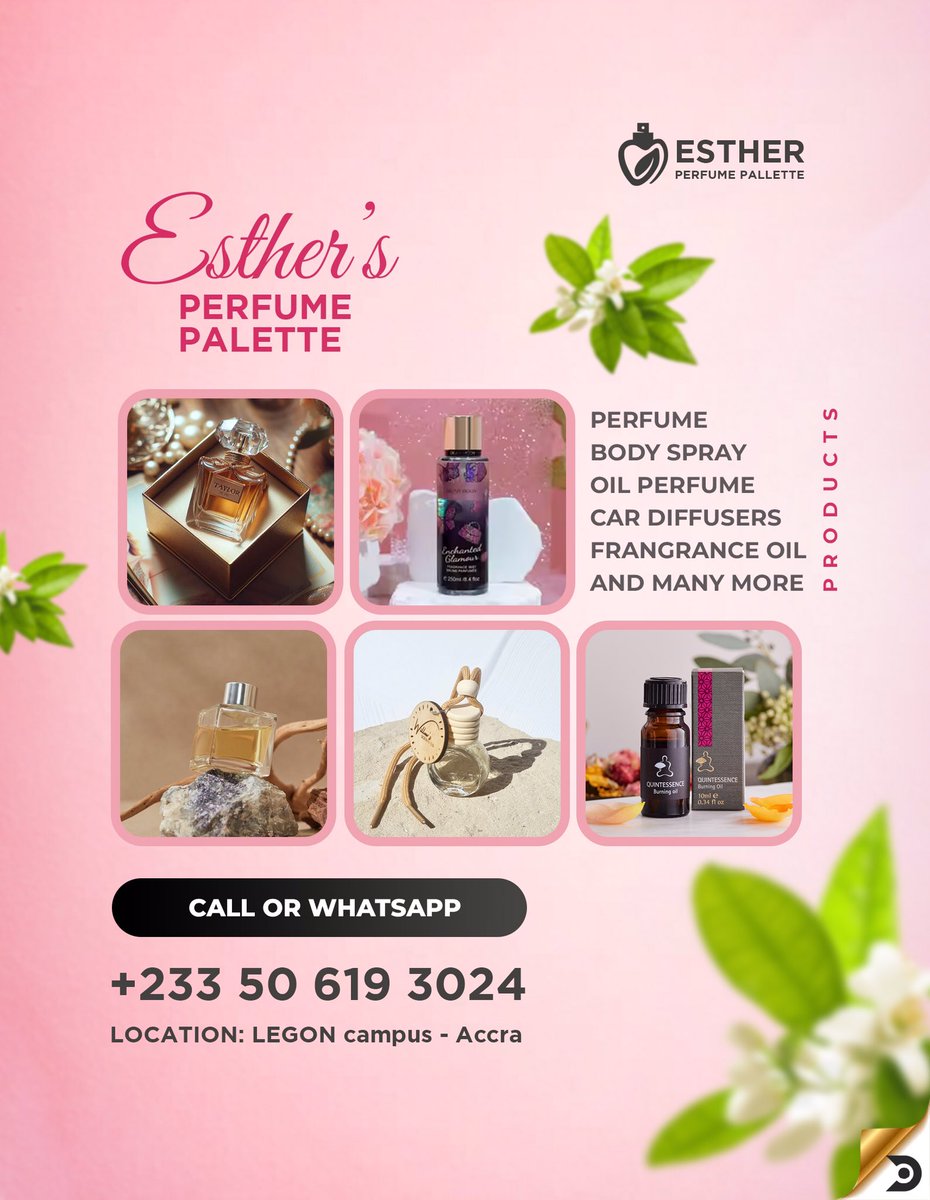 Esther perfume pallette 
#positivity #fitness #fashion #digitalmarketing #follow #successquotes #quoteoftheday #realestate #investment #photooftheday #branding #instadaily #inspirational #loveyourself #leadership #yourself #financialfreedom #happy #investing #wealth #quote #like