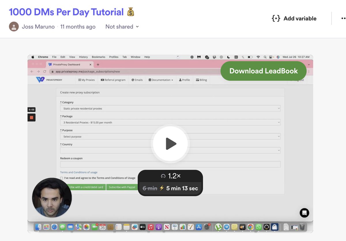 jossumpossum's tweet image. STEP 1: Make a VALUABLE lead magnet 

Ideally a loom of you speaking on video to build trust with people

Make sure to pitch your offer inside of your lead magnet

In my case I show my SAAS in action within my lead mangets