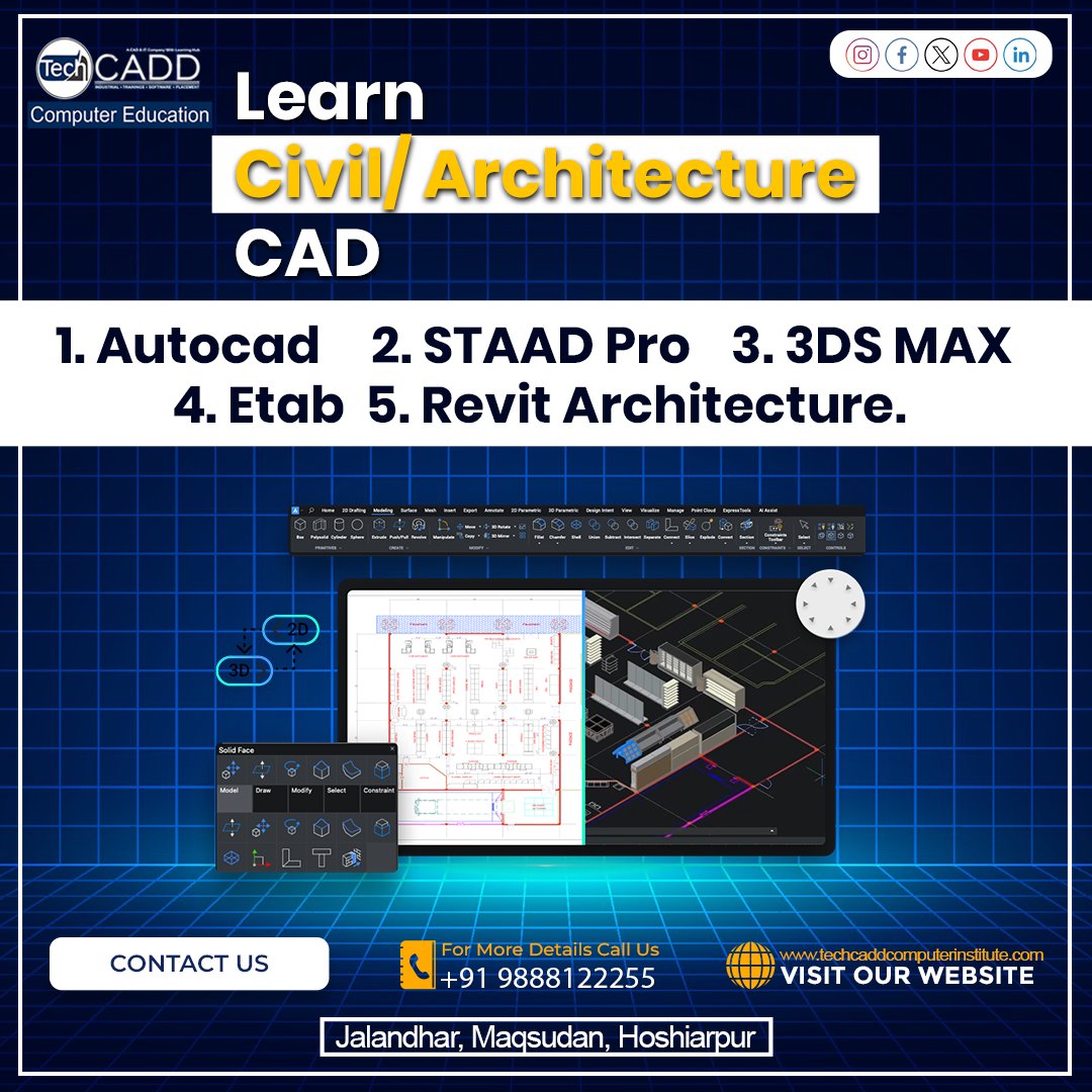 Techcadd_comp's tweet image. 🏛️ Dreaming of designing buildings?
Join Tech Cadd&apos;s Architecture CAD courses! Learn AutoCAD, Revit, and more to create stunning architectural designs.

#tech #techcadd #techcaddcomputereducation #civilcourses #architecture #courses #autocad #careerbuild #staadpro #cadcourse