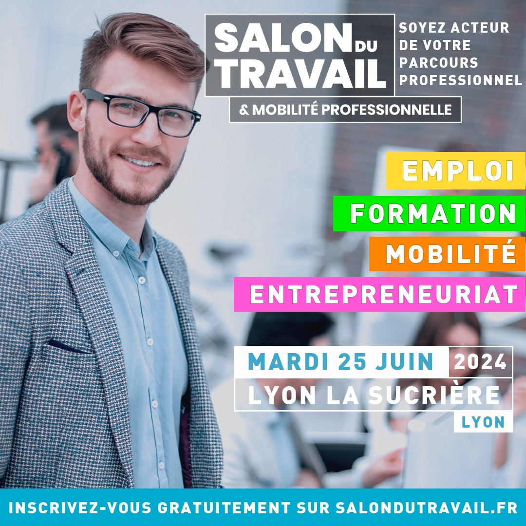🚀 Salon du travail et de la mobilité professionnelle 👉 francetravail.fr/region/auvergn…

Retrouvez nos équipes sur le stand « Réseau pour l’emploi » <a href="/FranceTravail/">France Travail</a> <a href="/Capemploi_/">Cap Emploi</a> <a href="/MLJ_AURA/">AMILAURA</a> <a href="/MMIE_LyonMetrop/">Maison Métropolitaine d'Insertion pour l'Emploi</a> 
📌 La Sucrière - Lyon
Mardi 25/06/2024, 9h-17h
<a href="/salondutravail/">Salon du Travail & Mobilité professionnelle</a>
