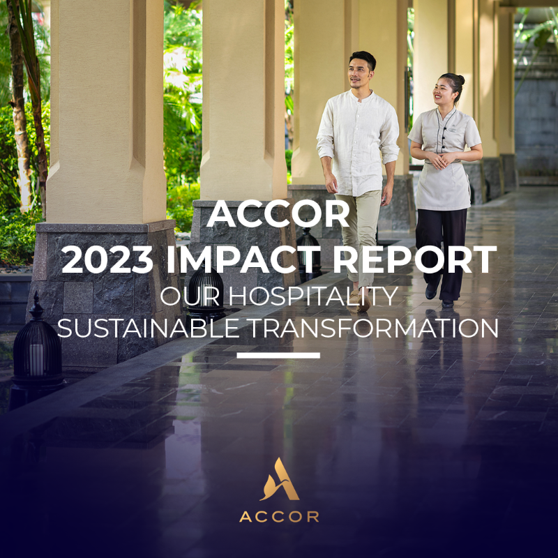 Accor's tweet photo. 🌍 Accor's 2023 Impact Report is now available! We are leading the way in sustainable travel and tourism with a robust strategy focused on collaboration and systemic change. We are proud of our Heartists® for their commitment to environmental and social care.