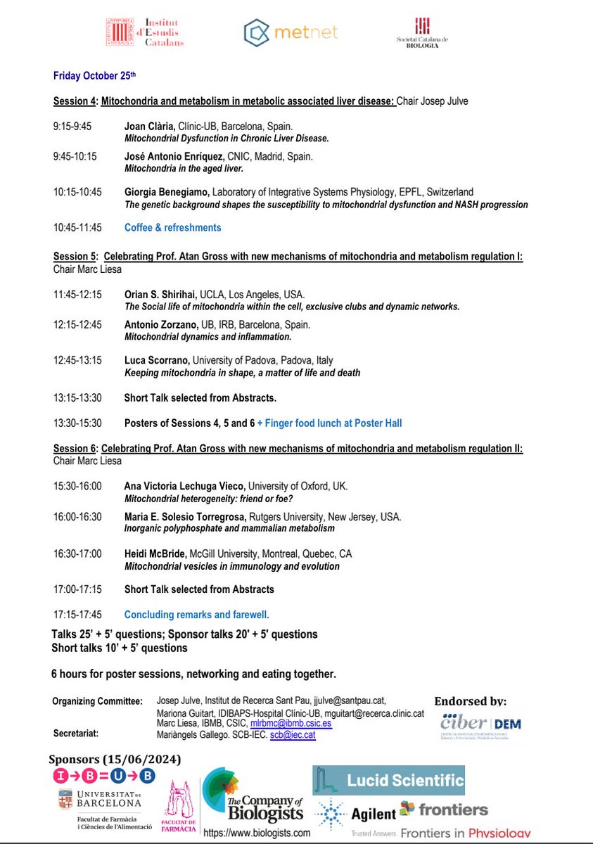IRB Barcelona (@irbbarcelona) on Twitter photo 📢Don't miss the 10th Annual <a href="/MetNet_Bcn/">MetNet</a> International Meeting "#Mitochondria & #Metabolism in Health and Disease"!
🗣️Featuring an outstanding lineup of speakers, including Drs. <a href="/AntonioZorzano/">Antonio Zorzano</a>, <a href="/SWculek/">Stefanie Wculek</a> & <a href="/avlecvie/">Ana Victoria Lechuga-Vieco</a> from #IRBBarcelona.
🗓️24-25 Oct
📍<a href="/iec/">IEC</a>
☑️Organised by 📢Don't miss the 10th Annual <a href="/MetNet_Bcn/">MetNet</a> International Meeting "#Mitochondria & #Metabolism in Health and Disease"!
🗣️Featuring an outstanding lineup of speakers, including Drs. <a href="/AntonioZorzano/">Antonio Zorzano</a>, <a href="/SWculek/">Stefanie Wculek</a> & <a href="/avlecvie/">Ana Victoria Lechuga-Vieco</a> from #IRBBarcelona.
🗓️24-25 Oct
📍<a href="/iec/">IEC</a>
☑️Organised by