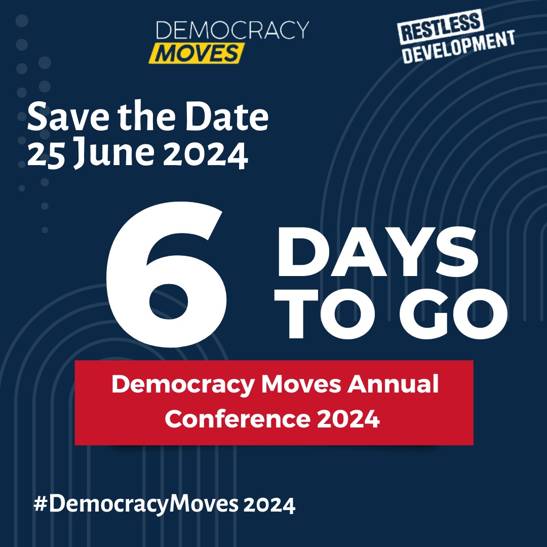 The 2024 Annual Democracy Moves Conference is here with us!!

The Conference is poised to be a dynamic and impactful event, focusing on the crucial role of youth in democratic processes. 

<a href="/CDNet_Kenya/">INUKA Community Developers Network</a>
<a href="/democracy_moves/">Democracy Moves</a>
<a href="/RestlessDev/">Restless Development</a>
<a href="/OsunguErick/">Erick Osungu</a>
<a href="/GodwinAyata/">AYATA GODWIN</a>
 #DemocracyMoves2024