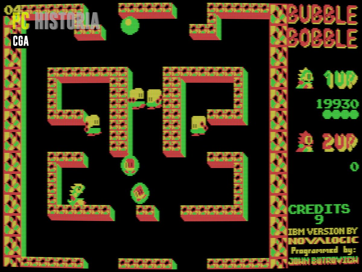 PC__Historia's tweet image. #Novalogic realizó un EXCELENTE port en 1989 para #IBM #PC y compatibles del #arcade de @TAITO #BubbleBobble de 1986. Soportaba #CGA, #EGA y #Tandy, tarjetas de sonido y hasta dos jugadores simultáneos. Y es que el arcade original ha cumplido 38 años! ∘˙○˚.•🎂∘˙○˚.•