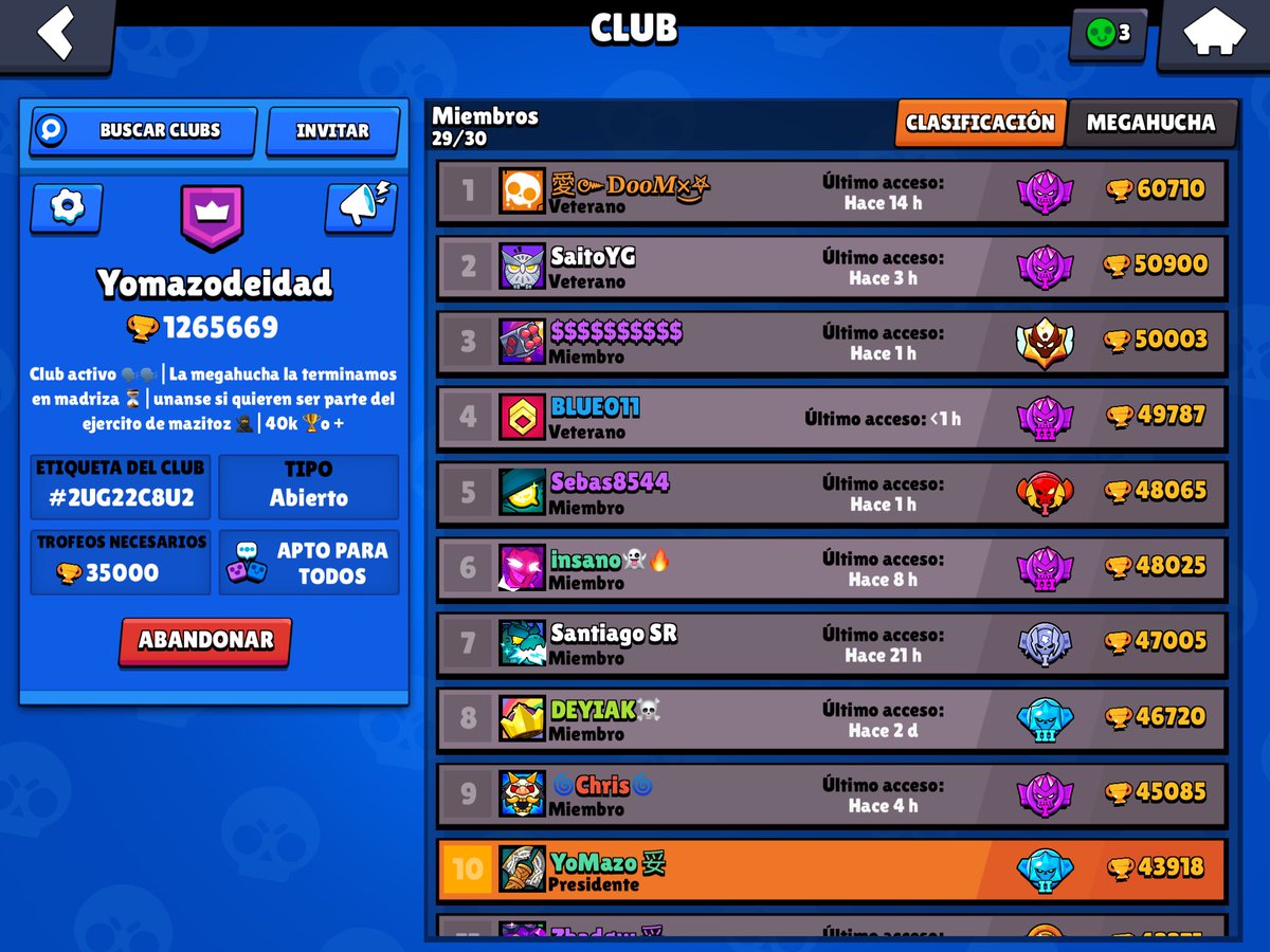 Estamos cerca de llegar al top 200 de MX, si alguien tiene 40k lo invito a unirse al club que más rápido termina las megahuchas #Brawlstars link.brawlstars.com/invite/band/es…