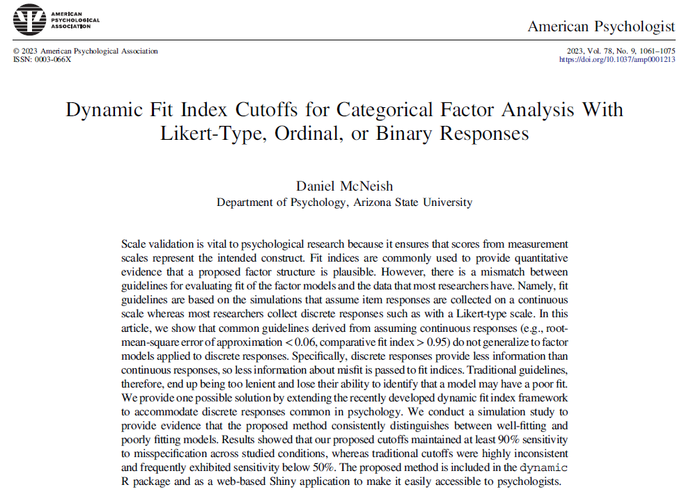 Fit index cutoffs like RMSEA &lt; .06 or CFI &gt; .95 weren't intended for categorical data or WLS estimation so dynamic fit cutoffs can now handle binary, categorical, or Likert responses with WLS so you can derive cutoffs specifically for your categorical CFA
psycnet.apa.org/doi/10.1037/am…