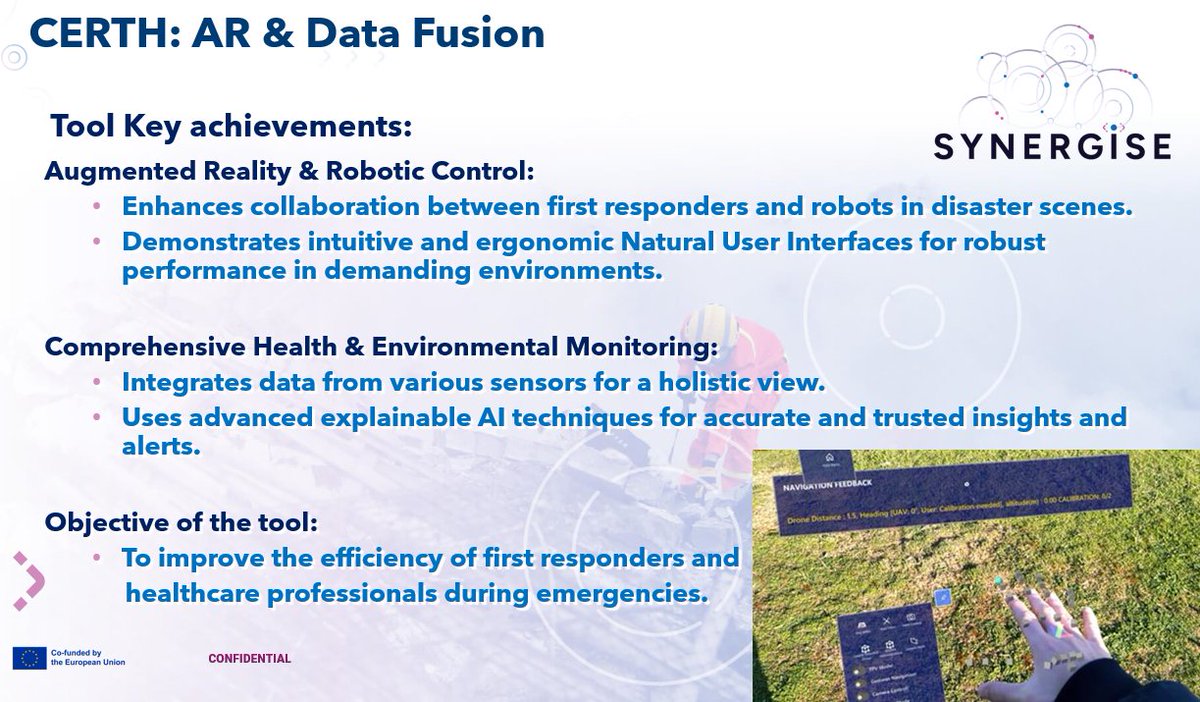 SYNERGISE (@synergise_eu) on Twitter photo 🚀 Today's CLT is hosted by <a href="/CERTHellas/">ΕΚΕΤΑ-CERTH</a>! 💪 Their tools combining Augmented Reality, robotic control, Natural User Interfaces, and explainable AI improves #firstresponders #safety and #effectiveness in #disaster areas.
#crisis #searchrescue #urban #incidentmanagement #disaster 🚀 Today's CLT is hosted by <a href="/CERTHellas/">ΕΚΕΤΑ-CERTH</a>! 💪 Their tools combining Augmented Reality, robotic control, Natural User Interfaces, and explainable AI improves #firstresponders #safety and #effectiveness in #disaster areas.
#crisis #searchrescue #urban #incidentmanagement #disaster
