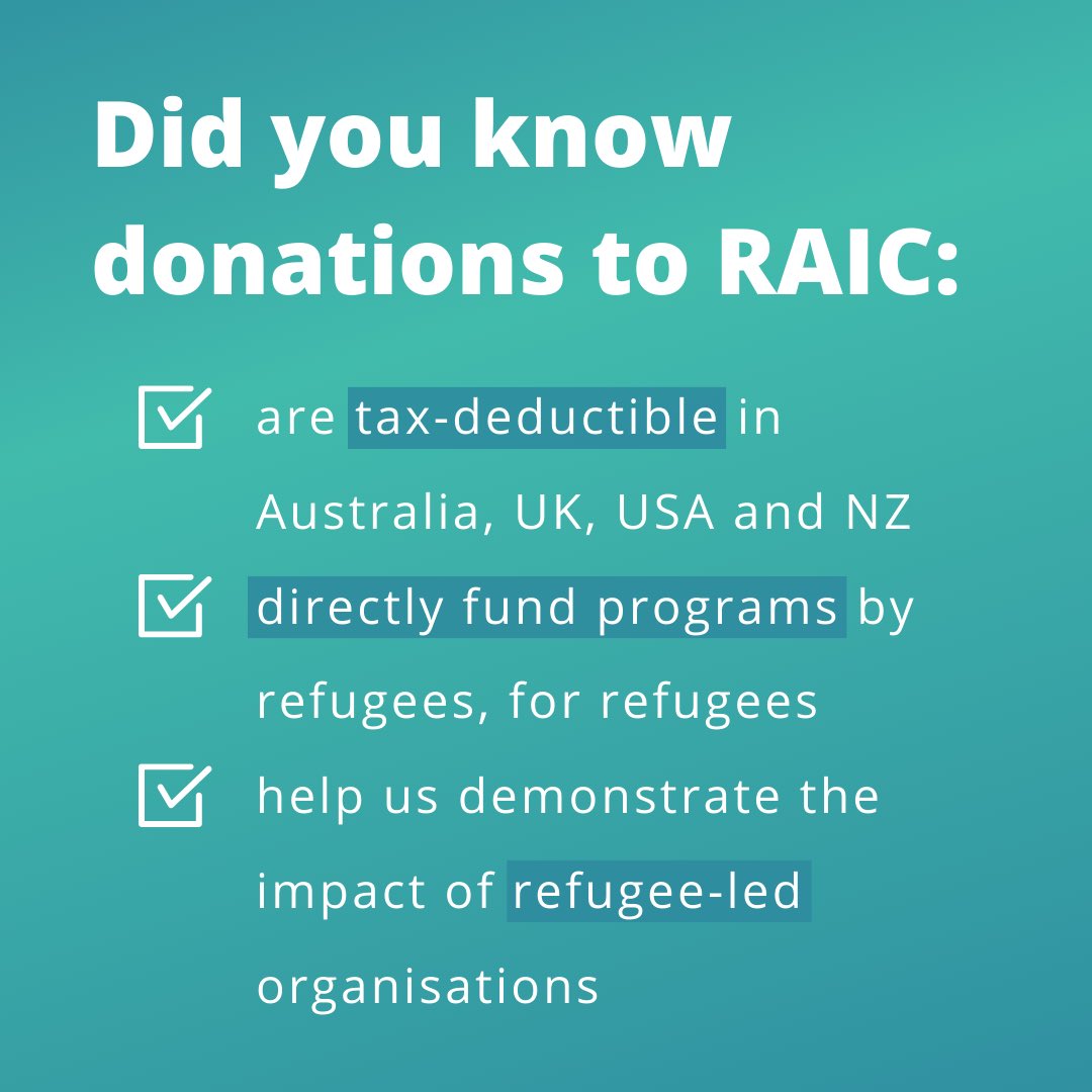 At RAIC, your funds go directly to enabling refugee-community led initiatives and access to support for those who need it most. 

And it’s tax-deductible too!

Every contribution, no matter how small, makes a difference.

Show your support: raicindonesia.org/become-a-suppo…

#RefugeesLead