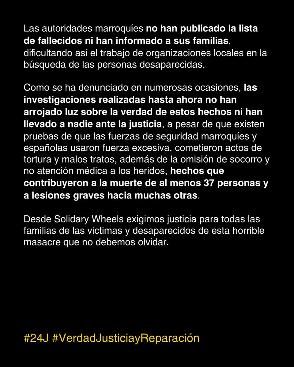 A una semana de que se cumplan dos años de la #MasacreMelilla volvemos a pedir #justicia para las víctimas, los desaparecidos y sus familiares.
