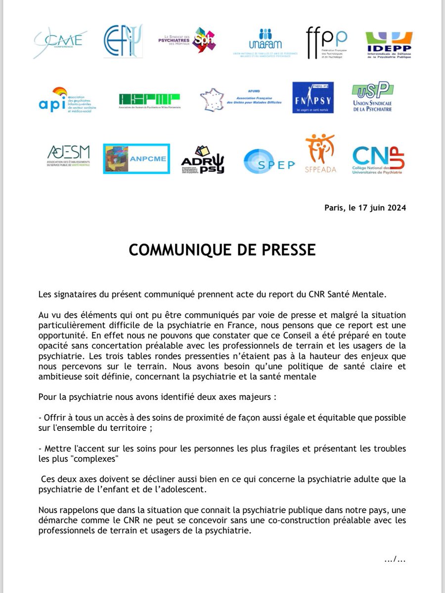 Il serait temps de vraiment s’occuper de #psychiatrie et de #SanteMentale en effet …