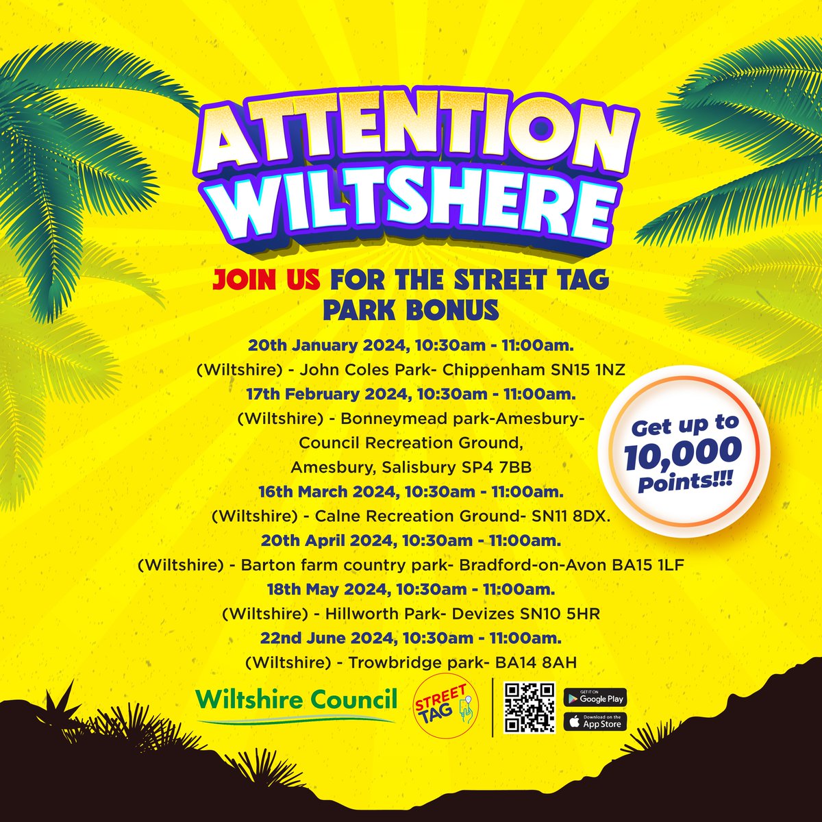 PHWiltshire's tweet photo. Saturday 22nd June 10.30-11am at Trowbridge Park, BA14 8AH. This upcoming Saturday Tag Party in the park is worth 6,000 points. More info here https://t.co/IdovWbmDBZ #StreetTagWiltshire #GetActive #GetRewards https://t.co/9FcKhOBvPB