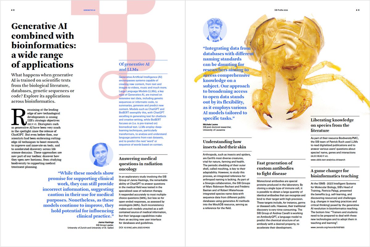 ISBSIB's tweet photo. 🤖 x 🧬=?

What happens when #generativeAI is trained on scientific texts from the literature, databases, genetic sequences, or code?

Explore its applications, and how our experts tackle its challenges in the #SIBProfile: https://t.co/ceUHgfYeXD

#EthicalAI #biocuration https://t.co/i54uZg3bbC