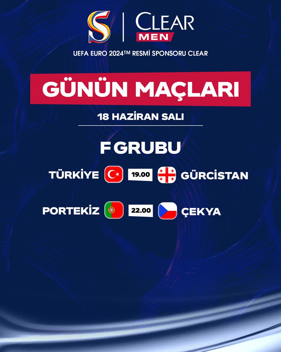 🤩 Milli takımımız sahaya çıkıyor. #EURO2024

🇹🇷 Türkiye x Gürcistan 🇬🇪 | 19.00
🇵🇹 Portekiz x Çekya 🇨🇿 | 22.00

@clearturkiye #ClearİleKafanRahat #Sponsor