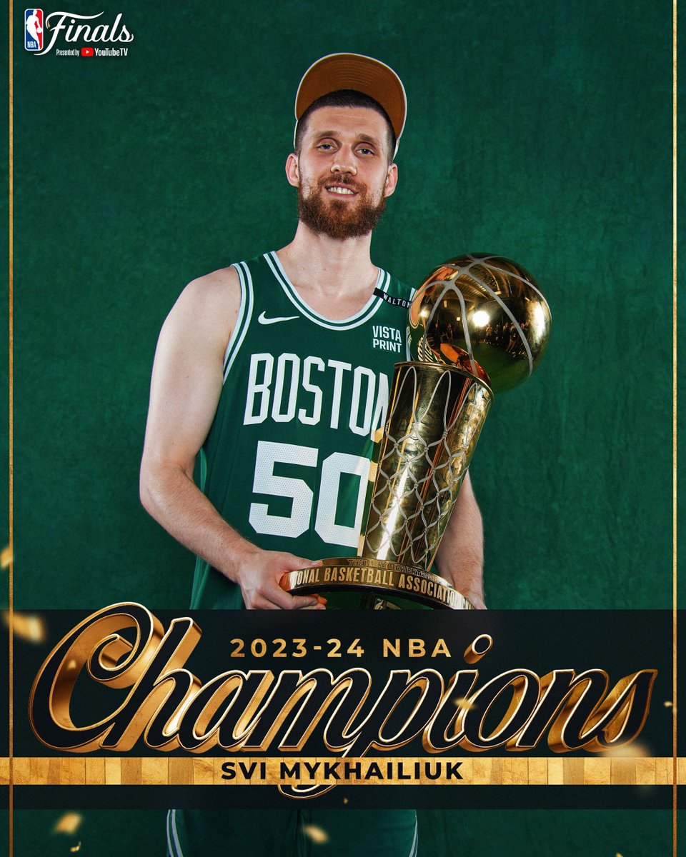 NBA's tweet image. Drafted 47th overall out of Kansas in 2018 and now NBA CHAMPION in Year 6... Svi Mykhailiuk!